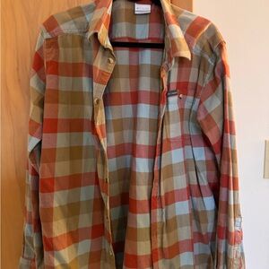 Columbia Men's flannel Plaid shirt - Orange and Tan